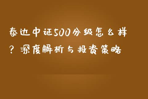 泰达中证500分级怎么样？深度解析与投资策略_https://cj002.lansai.wang_金融问答_第1张