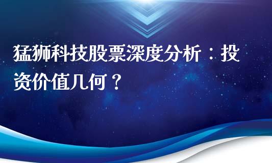 猛狮科技股票深度分析：投资价值几何？_https://cj002.lansai.wang_期货问答_第1张