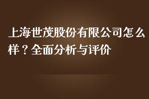 上海世茂股份有限公司怎么样？全面分析与评价_https://cj002.lansai.wang_金融问答_第1张