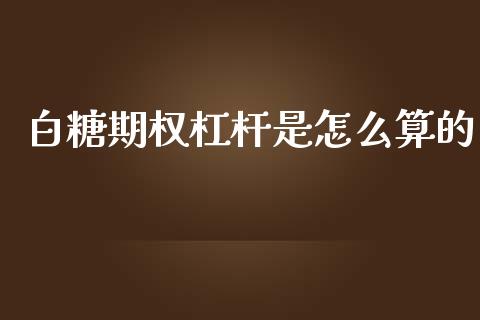 白糖期权杠杆是怎么算的_https://cj002.lansai.wang_财经百问_第1张