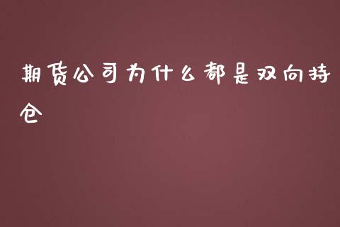 期货公司为什么都是双向持仓_https://cj002.lansai.wang_财经百问_第1张