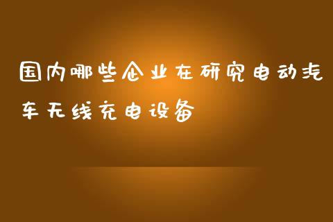 国内哪些企业在研究电动汽车无线充电设备_https://cj002.lansai.wang_理财问答_第1张