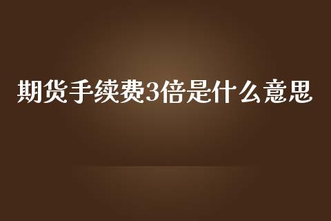 期货手续费3倍是什么意思_https://cj002.lansai.wang_期货问答_第1张