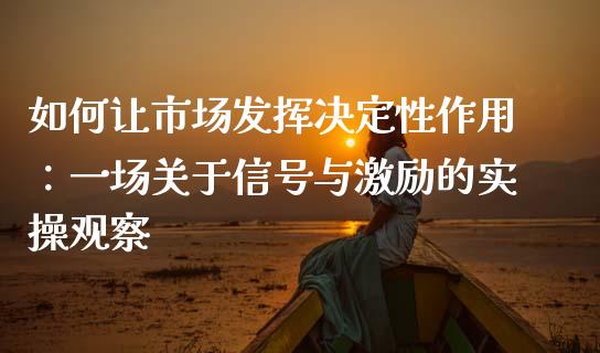 如何让市场发挥决定性作用：一场关于信号与激励的实操观察_https://cj002.lansai.wang_财经问答_第1张