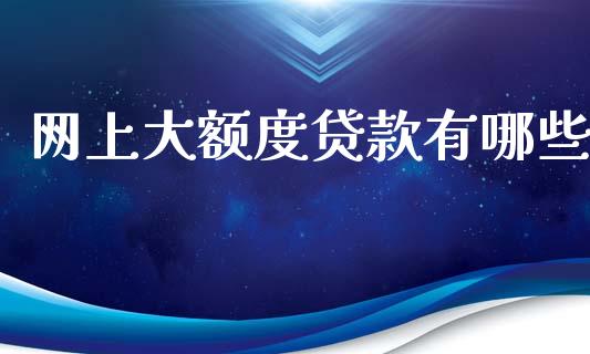 网上大额度贷款有哪些_https://cj002.lansai.wang_理财问答_第1张