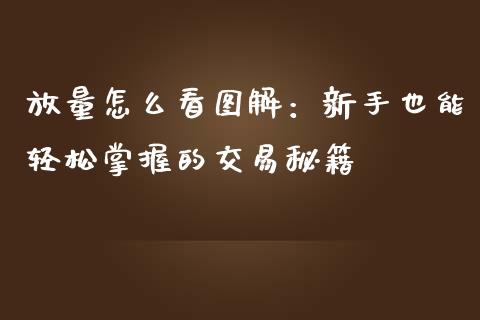 放量怎么看图解：新手也能轻松掌握的交易秘籍_https://cj002.lansai.wang_股市问答_第1张