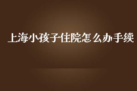 上海小孩子住院怎么办手续_https://cj002.lansai.wang_保险问答_第1张