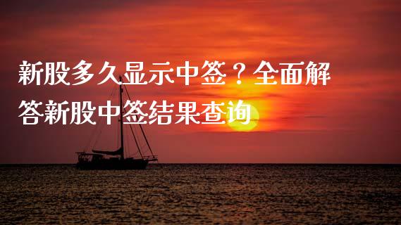 新股多久显示中签？全面解答新股中签结果查询_https://cj002.lansai.wang_金融问答_第1张