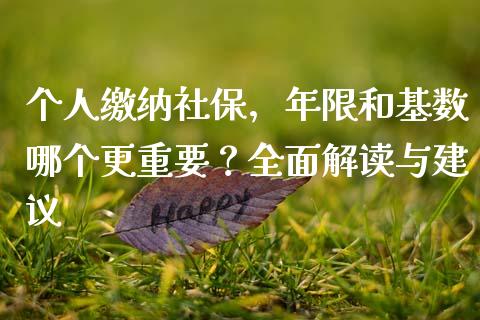 个人缴纳社保，年限和基数哪个更重要？全面解读与建议_https://cj002.lansai.wang_股市问答_第1张