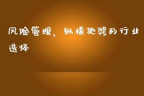 风险管理，纵横驰骋的行业选择_https://cj002.lansai.wang_期货问答_第1张