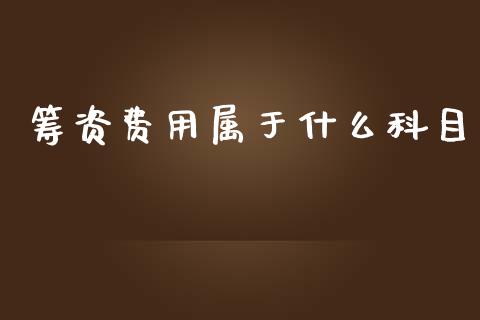 筹资费用属于什么科目_https://cj002.lansai.wang_会计问答_第1张