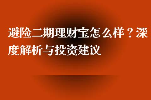 避险二期理财宝怎么样？深度解析与投资建议_https://cj002.lansai.wang_理财问答_第1张