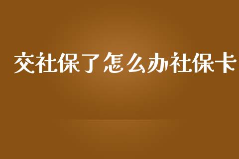 交社保了怎么办社保卡_https://cj002.lansai.wang_保险问答_第1张