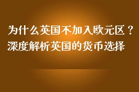 为什么英国不加入欧元区？深度解析英国的货币选择_https://cj002.lansai.wang_保险问答_第1张