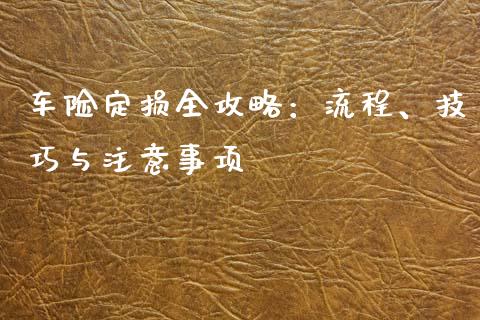 车险定损全攻略：流程、技巧与注意事项_https://cj002.lansai.wang_股市问答_第1张