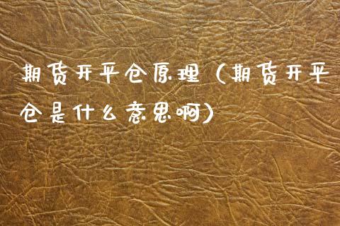 期货开平仓原理（期货开平仓是什么意思啊）_https://cj002.lansai.wang_财经百问_第1张