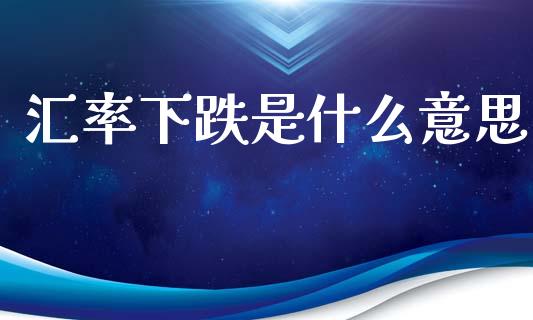 汇率下跌是什么意思_https://cj002.lansai.wang_财经问答_第1张