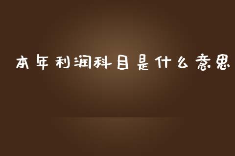 本年利润科目是什么意思_https://cj002.lansai.wang_会计问答_第1张
