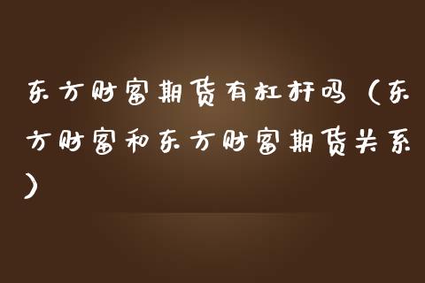 东方财富期货有杠杆吗（东方财富和东方财富期货关系）_https://cj002.lansai.wang_理财问答_第1张