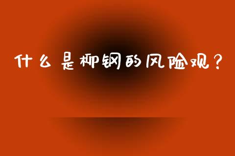 什么是柳钢的风险观？_https://cj002.lansai.wang_财经百问_第1张