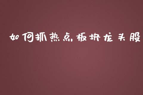 如何抓热点板块龙头股_https://cj002.lansai.wang_金融问答_第1张