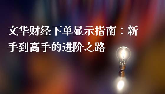 文华财经下单显示指南：新手到高手的进阶之路_https://cj002.lansai.wang_财经百问_第1张