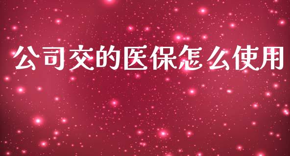 公司交的医保怎么使用_https://cj002.lansai.wang_保险问答_第1张