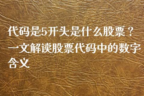 代码是5开头是什么股票?一文解读股票代码中的数字含义_股市问答_第1张_财经百问网 代码是5开头是什么股票?一文解读股票代码中的数字含义_https://cj002.lansai.wang_股市问答_第1张