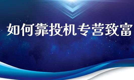 如何靠投机专营致富_https://cj002.lansai.wang_股市问答_第1张