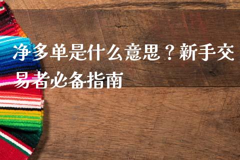 净多单是什么意思？新手交易者必备指南_https://cj002.lansai.wang_金融问答_第1张