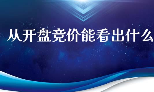 从开盘竞价能看出什么_https://cj002.lansai.wang_股市问答_第1张
