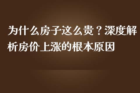 为什么房子这么贵？深度解析房价上涨的根本原因_https://cj002.lansai.wang_财经问答_第1张