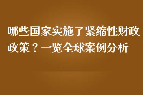 哪些国家实施了紧缩性财政政策？一览全球案例分析_https://cj002.lansai.wang_保险问答_第1张