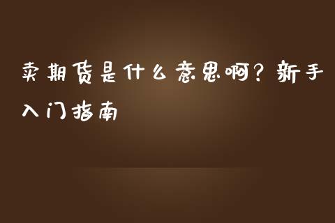 卖期货是什么意思啊?新手入门指南_理财问答_第1张_财经百问网 卖期货是什么意思啊?新手入门指南_https://cj002.lansai.wang_理财问答_第1张
