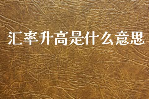 汇率升高是什么意思_https://cj002.lansai.wang_金融问答_第1张