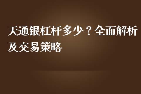 天通银杠杆多少？全面解析及交易策略_https://cj002.lansai.wang_期货问答_第1张