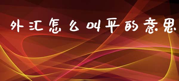 外汇怎么叫平的意思_https://cj002.lansai.wang_财经问答_第1张