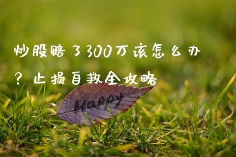 炒股赔了300万该怎么办？止损自救全攻略_https://cj002.lansai.wang_财经问答_第1张