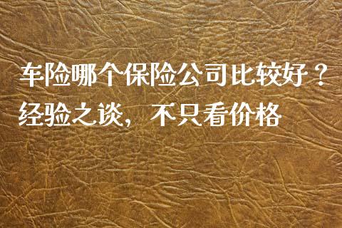 车险哪个保险公司比较好？经验之谈，不只看价格_https://cj002.lansai.wang_财经问答_第1张