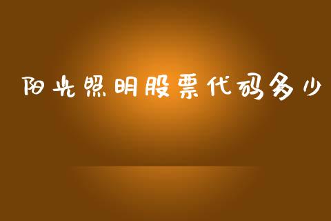 阳光照明股票代码多少_https://cj002.lansai.wang_股市问答_第1张