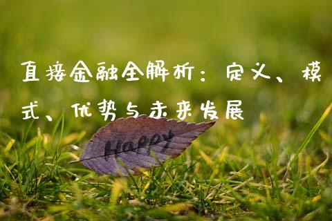 直接金融全解析：定义、模式、优势与未来发展_https://cj002.lansai.wang_理财问答_第1张