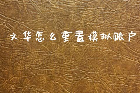 文华怎么重置模拟账户_https://cj002.lansai.wang_股市问答_第1张