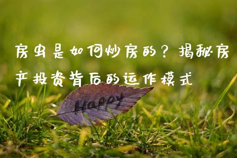 房虫是如何炒房的?揭秘房产投资背后的运作模式_金融问答_第1张_财经百问网 房虫是如何炒房的?揭秘房产投资背后的运作模式_https://cj002.lansai.wang_金融问答_第1张
