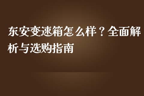东安变速箱怎么样？全面解析与选购指南_https://cj002.lansai.wang_会计问答_第1张