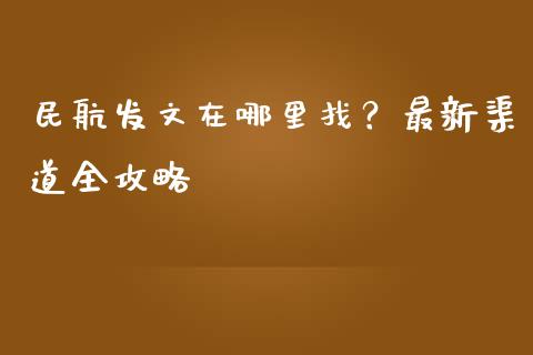 民航发文在哪里找？最新渠道全攻略_https://cj002.lansai.wang_财经问答_第1张