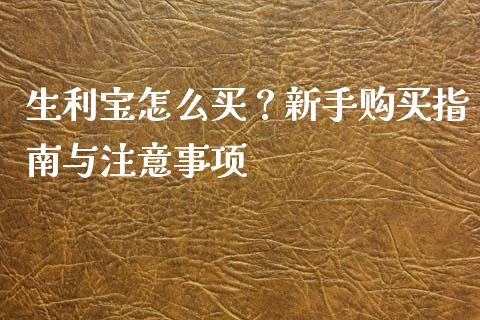 生利宝怎么买？新手购买指南与注意事项_https://cj002.lansai.wang_会计问答_第1张