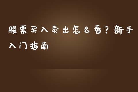 股票买入卖出怎么看？新手入门指南_https://cj002.lansai.wang_财经百问_第1张