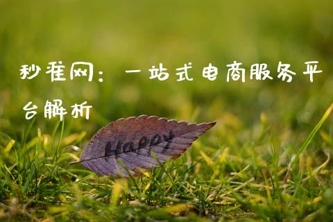 秒准网：一站式电商服务平台解析_https://cj002.lansai.wang_股市问答_第1张