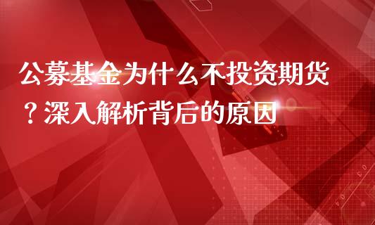 公募基金为什么不投资期货？深入解析背后的原因_https://cj002.lansai.wang_金融问答_第1张