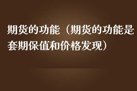 期货的功能（期货的功能是套期保值和价格发现）_https://cj002.lansai.wang_保险问答_第1张